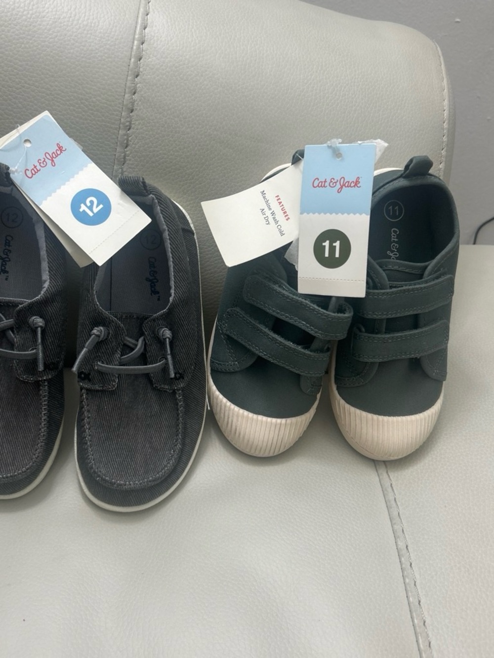 Cat & Jack Dark Green Kids Hook-and-Loop Canvas Sneakers with White Toe Caps